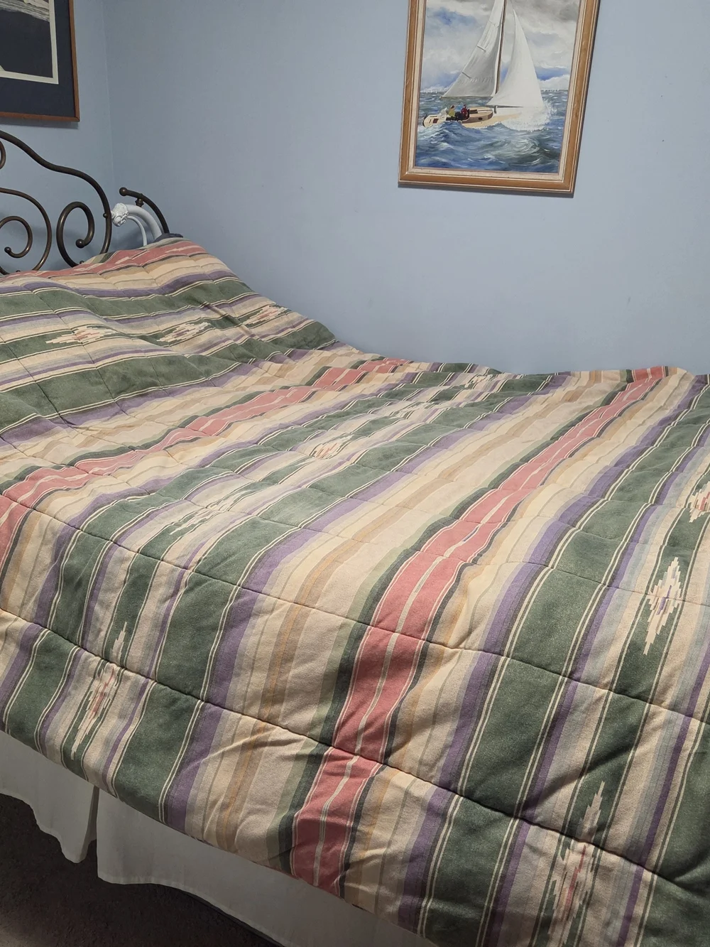 Ralph Lauren Striped Comforter in Green, Red, Purple, Cream
